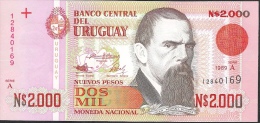 URUGUAY P68 2000 NUEVOS PESOS 1989  Serie A UNC. - Uruguay