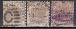 6a British East India Used 1976,  Six Annas X 3 Shade Varities - 1858-79 Compagnie Des Indes & Gouvernement De La Reine