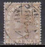 6a British East India Used 1976,  Six Annas - 1858-79 Kronenkolonie