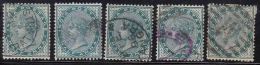 ½a British India Used 1882, Half Anna X 5 Diff.,  Shades Variety - 1882-1901 Imperio