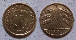 Dt.Reich Weimarer Rep. 1935 J Sehr Schön ! Selten !      (A300) - 10 Rentenpfennig & 10 Reichspfennig