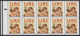 !a! USA Sc# 2959a MNH BOOKLET-PANE(10) W/ Left Margins & Plate-# - Love: Cherub - 3. 1981-...