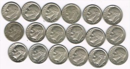 Lote 18 Monedas Diferentes 1 Dime ROOSVELT, Años Diferentes Ver Relacion - 1946-...: Roosevelt