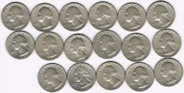 Lote 17 Monedas Quarter Dollar Washington 1/4, Diferentes Años, Ver Ralacion - 1932-1998: Washington