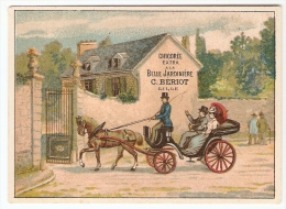 Jolie Chromo Chicorée BERIOT Lille Scène Bourgeoise Voiture Carrosse Attelage Cheval Ombrelle Belle Jardinière A7-18 - Sonstige & Ohne Zuordnung