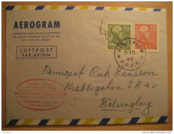 Stockholm 1949 To Halsingborg Fd Aerogram Aerogramme Aerograma Luftpost Air Mail Par Avion Correo Aereo Sweden - Covers & Documents