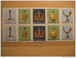 Yvert 702a/6a ** Art Jewelry Mineral 10 Stamps Set Block Bloc Feuillet Sheet Carnet Booklet Sweden - Blocs-feuillets