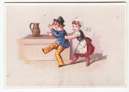 Rare & Ancienne Chromo Saynète Théâtre Impr. Testu Massin ? Bognard ? Enfant Alcool Vin Pichet Scène Ménage A7-27 - Sonstige & Ohne Zuordnung