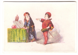 Rare & Ancienne Chromo Saynète Théâtre Impr. Testu Massin ? Bognard ? Enfant Magicien Magie Chimie Diable A7-29 - Sonstige & Ohne Zuordnung