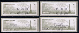 ATM,LISA2, 2 RECUS LISTES ,2.70 FRF/ 0.41€, 3.00FRF/ 0.46EUR, 55ème Salon Philathélique De Printemps, PARIS 11/11/2001. - 1999-2009 Illustrated Franking Labels