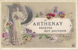 CPA RARE DE ARTHENAY RECEVEZ MON SOUVENIR FEMME - Artenay