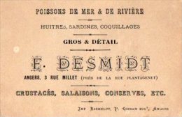 VP2959 - CDV - Carte De Visite - Poissons De Mer & De Rivière F. DESMIDT à ANGERS - Cartes De Visite