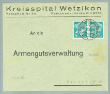 Heimat ZH Wetzikon 1937-03-13 Portofreiheit Vorderseite Gr#827 2x5Rp. (2350 Stk.) - Vrijstelling Van Portkosten