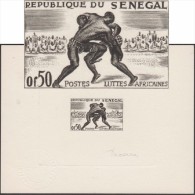 Sénégal 1961 Y&T 205. Épreuve D'artiste, Signée Albert Decaris, Dessinateur Et Graveur. Luttes Africaines, Lutte - Worstelen