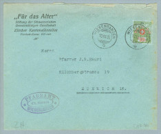 Heimat ZH Wiesendangen 1924-12-10 Portofreiheit-Brief "Für Das Alter" Kl#752 - Franchise