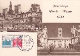 France N°1176 - Jumelage Paris-Rome - Carte Maximum - 1950-1959