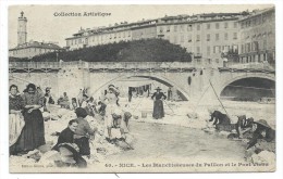 CPA - NICE, LES BLANCHISSEUSES DU PAILLON ET LE PONT VIEUX - Alpes Maritimes 06 - Circulé 1904 - Animée - Old Professions