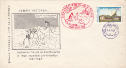 3927FM- HENRYK ARCTOWSKI CARICATURE BY EMIL RACOVITA, ANTARCTIC EXPEDITION, SPECIAL COVER, 1978, ROMANIA - Expéditions Antarctiques