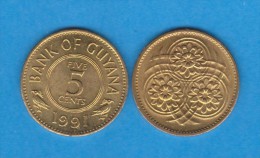 Guyana 5 Céntimos 1.991 Niquel-Latón KM#32 SC/UNC    T-DL-11.628 - Otros – América