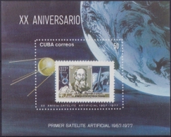 1977.1- CUBA 1977. MNH. XX ANIV. PRIMER SPUTNIK. COSMOS. ASTRONAUTIC. SPECIAL SHEET . - Unused Stamps