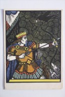 "Sun Freedomer" - OLD USSR Postcard -1961  - ARCHERY - Archer - Raven - Rare! - Tiro Con L'Arco