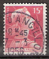 Timbre France Y&T N°1011 (10) Obl.  Marianne De Muller.  15 F. Rose Carminé. Cote 0,15 € - 1955-1961 Marianne De Muller