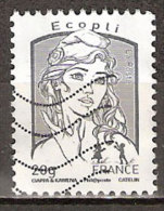 Timbre France Y&T N°4766 (06) Oblitéré. Marianne De Ciappa Et Kawena. Ecopli 20g. Gris. Cote : 0.56 € - 2013-2018 Marianne Of Ciappa-Kawena