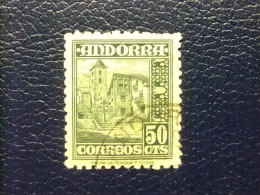 ANDORRA ESPAÑOLA  1948 -1953 Yvert Nº 45 º FU Vert Foncé - Usados