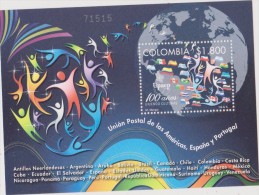 COLOMBIA 2011 UPAEP AMERICA POST BOX FLAGS SHEET - WPV (Weltpostverein)
