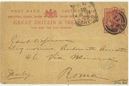 STORIA POSTALE - INGHILTERRA - GREAT BRITAIN & IRELAND - POST CARD - ANNO 1901 - ANTONIETTA QUATI - PER ROMA - - Marcophilie