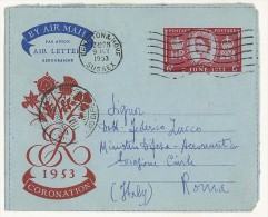 STORIA POSTALE - INGHILTERRA - LETTERA - BY AIR MAIL - ANNO 1953 -  BRIGHTON & HOVE - SUSSEX - PER ROMA -FEDERICO ZUCCO- - Marcophilie