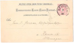 Postal Stationery Postcard From Beirut Beyrouth Lebanon Liban To Germany Austrian Post Office 03-05-1886 - Libanon