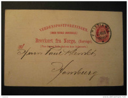 1901 KRISTIANIA To HAMBUURG Postal Stationery - Postal Stationery