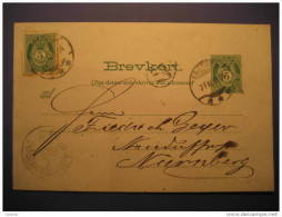 1904 KRISTIANIA To NURNBERG 5 Ore Addicional Stamp Postal Stationery - Entiers Postaux