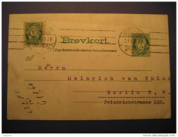 1910 KRISTIANIA To BERLIN  5 ORE Addicional Stamp Postal Stationery - Entiers Postaux