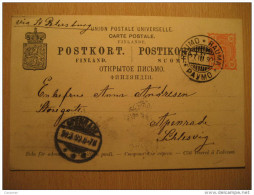 Raumo Rauma 1892 Via St Petersburg Postal Stationery Finland Russia USSR CCCP - Cartas & Documentos