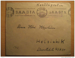 FINLAND 1943 To Helsinki K WWII Militar Postage Paid Kenttapostia Faltpost Saasta Cancel Cover Finlande - Military / Militaires / Militair