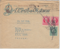 1917-H-241 CUBA REPUBLICA. 1917. 2c MAXIMO GOMEZ. 1928 SOBRE ILUSTRADO ATELIER. SELLOS ANULADOS EN SUIZA SWITZERLAD - Lettres & Documents