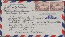 1931-H-62 CUBA REPUBLICA. 1931. 5c AVION. CONSULAR COVER TO REFUGEE SECTION AMERICAN FRIEND SERVICE. - Covers & Documents