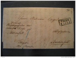 TRIER 1854 To Birkenfeld Aus... Saatbrueck ? Baihnhof Train Station Cancels Letter - ...-1850 Prefilatelia