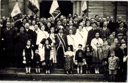 CARTE PHOTO WITTENHEIM KINGERSHEIM POLITIQUE PARTI SOCIALISTE FRONT POPULAIRE PSF Bénédiction Du Fanion En 1938 Bicorne - Wittenheim