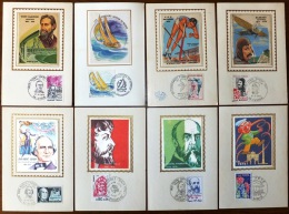 SELECTION DE 8 CARTES MAXIMUM FRANCE-  VERTICALES AVEC ILLUSTRATION SUR SOIE - - Collections, Lots & Séries