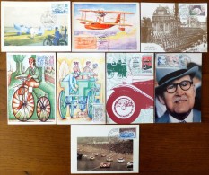 SELECTION DE 8  CARTES MAXIMUM FRANCE- THEME  TRANSPORT : TRAIN- AVION- AUTO- VELO- - Verzamelingen & Reeksen