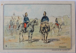 CHROMO ANCIEN CIE DAUPHINOISE VIZILLE ISERE PATES ALIMENTAIRE DRAGONS A CHEVAL MILITAIRE - Sonstige