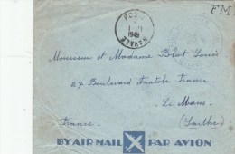 LETTRE FM POSTE NAVALE 1/11/49 MARINE NATIONALE SERVICE A LA MER AVISO CDT ROBERT GIRAUD  TDA97 - Guerra De Indochina/Vietnam