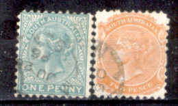 Australia-del-Sud-00038 - 1868-74 - Y&T N. 25,26 (o) Privi Di Difetti Occulti. - Used Stamps