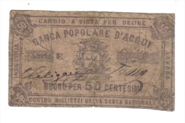 Aqui Terme ( Alessandria ) Banca Popolare Industria Lavoro 50 Cent R3 RRR Non TrATTATO  LOTTO 1311 - Other & Unclassified