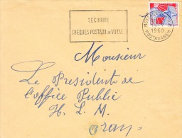 Flamme D´oblitération-Mostaganem-15/7/1960-Sécurité-Chèques Postaux De Voyage - Briefe U. Dokumente