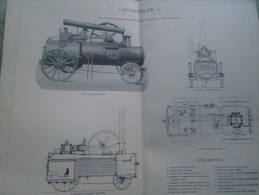 Old  Print - Lokomobilok II- Locomobile - Locomotion -Engine   Hungary  Pallas Lexikon Ca 1890's  BA31.13 - Ex Libris