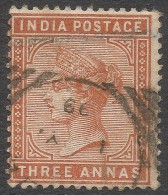 India. 1882-90 Queen Victoria, 3a Brown-Orange Used. SG94 - 1882-1901 Imperio